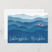 Meeresfarbe Blau Postkarte im Aquarell Stil  (Vorne/Hinten)