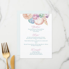 Meeresfarben-MeerSchalen in blau, Lila Orange Menükarte