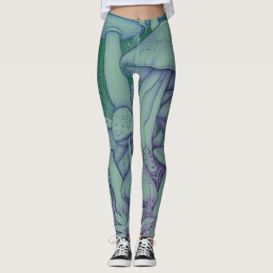 Meeresfarbene Pilze Überall Maßgeschneiderte Moder Leggings