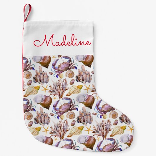 Meeresfarbenleben| Name hinzufügen Kleiner Weihnachtsstrumpf (Vorderseite)