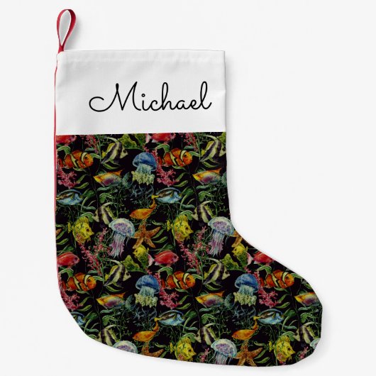 Meeresfarbenleben| Name hinzufügen Kleiner Weihnachtsstrumpf (Vorderseite)