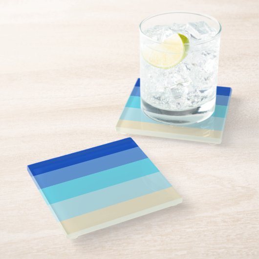 MeeresfarbenStreifen Muster Keramik Tile Glasuntersetzer (Schrägansicht)