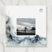 Meeresfarbenwellen Küstenwellen Save the Date Foto Geschenkanhänger (Rückseite)