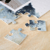 Meeresfarbenwellen Küstenwellen Save the Date Foto Puzzle (Seite)