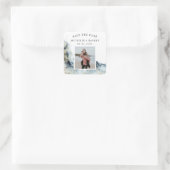 Meeresfarbenwellen Küstenwellen Save the Date Foto Quadratischer Aufkleber (Tasche)