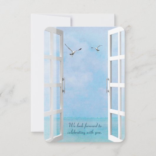 Meeresfenster mit Möwen Einladung (Vorderseite)