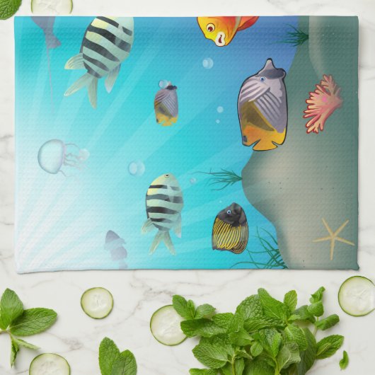 Meeresflora und -fauna geschirrtuch (Gefaltet)