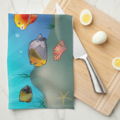 Meeresflora und -fauna geschirrtuch (Viertel Falte)