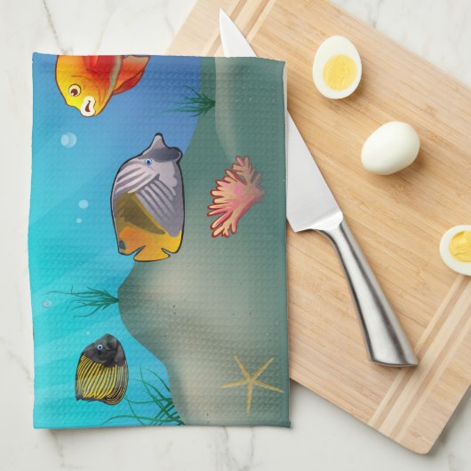 Meeresflora und -fauna geschirrtuch (Viertel Falte)