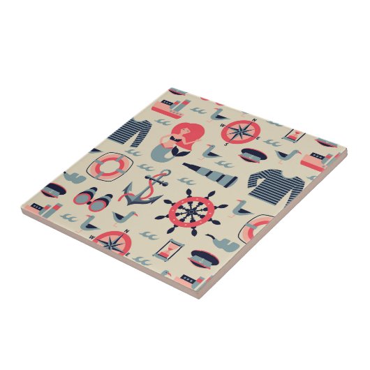 Meeresflora und -fauna-Muster Fliese (Seite)