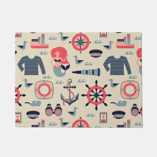 Meeresflora und -fauna-Muster Fußmatte (Vorderseite)