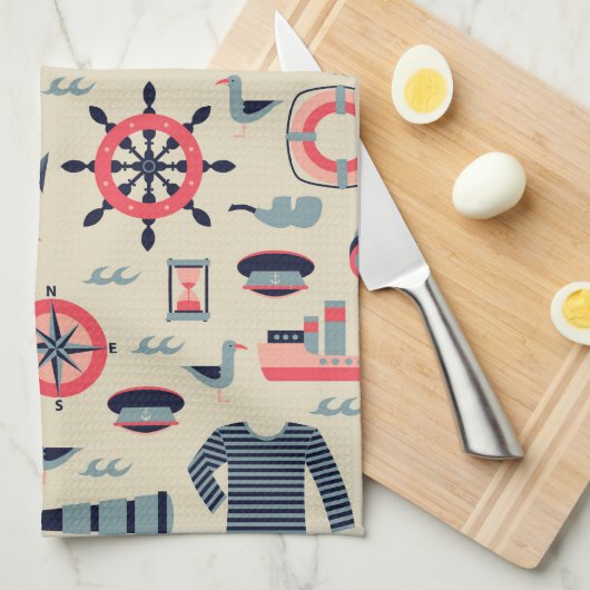 Meeresflora und -fauna-Muster Handtuch (Viertel Falte)