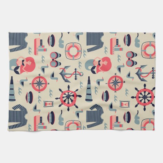 Meeresflora und -fauna-Muster Handtuch (Horizontal)