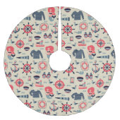 Meeresflora und -fauna-Muster Polyester Weihnachtsbaumdecke (Vorderseite)