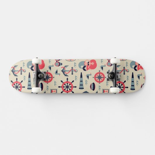 Meeresflora und -fauna-Muster Skateboard (Horizontal)