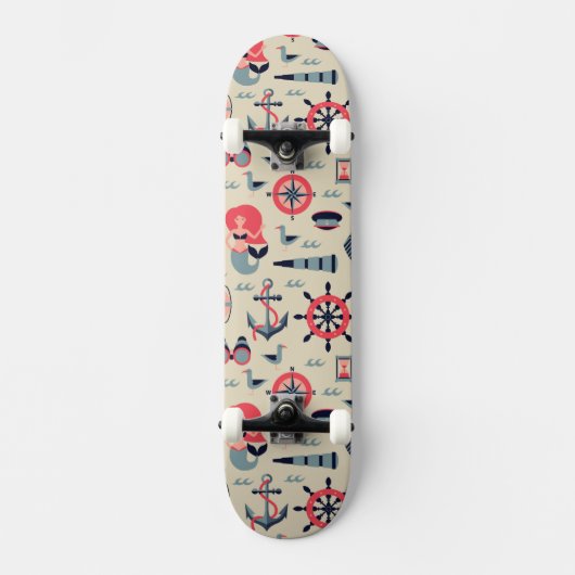 Meeresflora und -fauna-Muster Skateboard (Vorderseite)