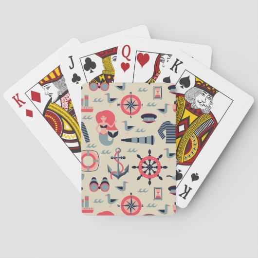 Meeresflora und -fauna-Muster Spielkarten (Rückseite)