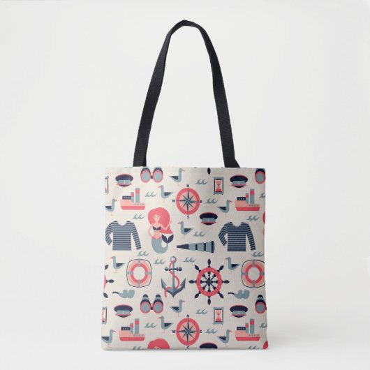 Meeresflora und -fauna-Muster Tasche (Vorderseite)