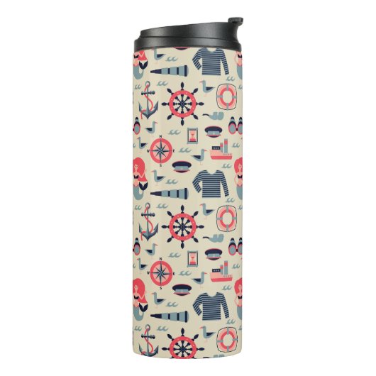 Meeresflora und -fauna-Muster Thermosbecher (Nach links gedreht)