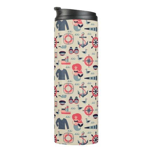 Meeresflora und -fauna-Muster Thermosbecher (Nach rechts gedreht)