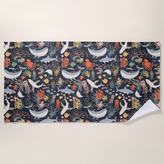 Meeresflora und -fauna strandtuch (Vorderseite)