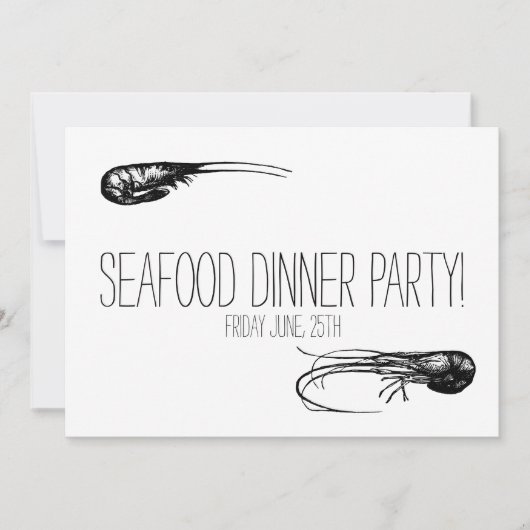 Meeresfrüchte Abendessen Party, Cocktails Delikate Einladung (Vorderseite)