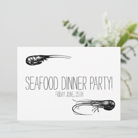 Meeresfrüchte Abendessen Party, Cocktails Delikate Einladung (Stehend Vorderseite)