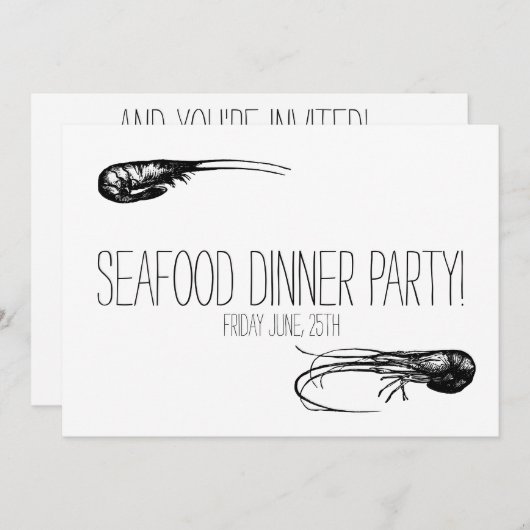 Meeresfrüchte Abendessen Party, Cocktails Delikate Einladung (Vorne/Hinten)