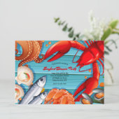 Meeresfrüchte Abendessen Party Einladung (Stehend Vorderseite)