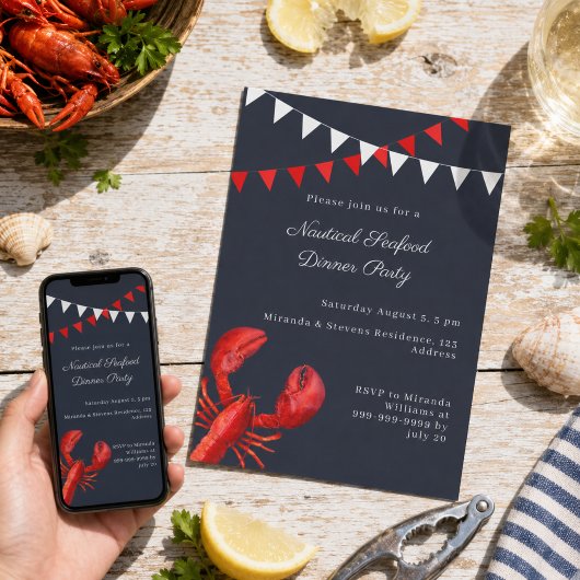 Meeresfrüchte-Abendessen Sommerparty Schifffahrt Einladung