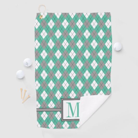 Meeresfrüchte| Asche Grau| Monogramm der weißen Ra Golfhandtuch (Insitu)