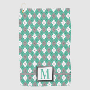 Meeresfrüchte Asche Grau Monogramm der weißen Ra Golfhandtuch