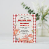 Meeresfrüchte-Blutgeschwür-roter Gingham und Einladung (Stehend Vorderseite)