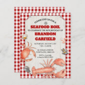 Meeresfrüchte-Blutgeschwür-roter Gingham und Einladung (Vorne/Hinten)