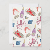 Meeresfrüchte & Champagner Party Handgezogener, ge Einladung (Rückseite)