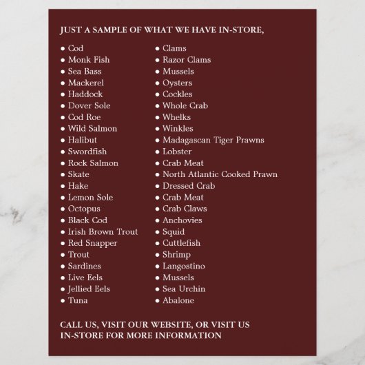 Meeresfrüchte-Display, Fischmonger/Ehefrau, Fischm Flyer (Hinten)