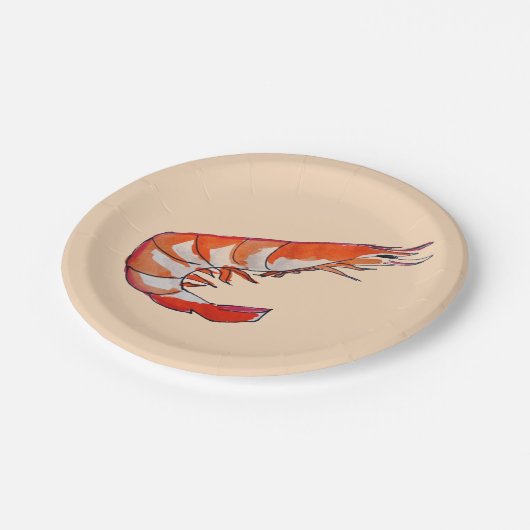 Meeresfrüchte Garnelen Abendessen Party oder GRILL Pappteller (Schrägansicht)