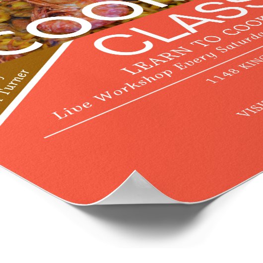 Meeresfrüchte-Garnelen, Werbung für Kochkurse Poster (Ecke)