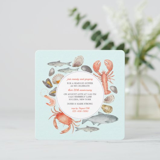 Meeresfrüchte-Gemisch-Einladung Einladung (Stehend Vorderseite)