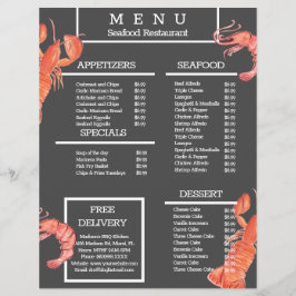 Meeresfrüchte Grill Restaurant Grau Flyer