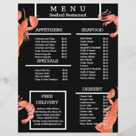 Meeresfrüchte Grill Restaurant Speisekarte Flyer