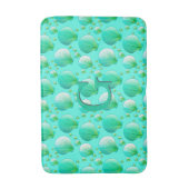 Meeresfrüchte-Grüne Muscheln auf Aqua Badematte (Vorderseite Vertikal)