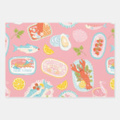 Meeresfrüchte Hummer Sardinen Austern Fisch Geschenkpapier Set (Vorderseite)