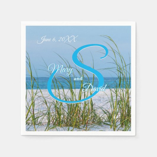 Meeresfrüchte in weißem Sand, Hochzeiten von Napki Serviette (Vorderseite)