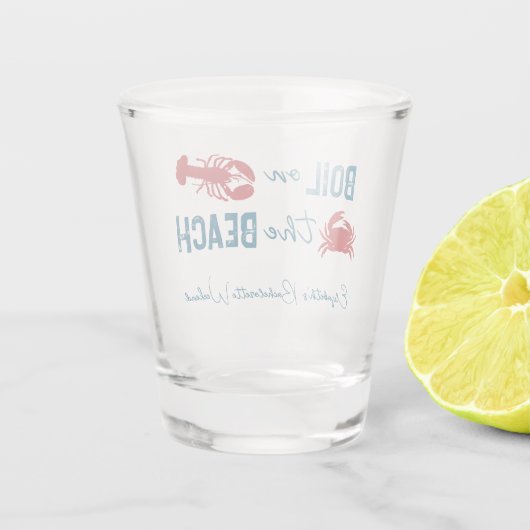 Meeresfrüchte-Koch- Junggesellinnenabschied Schnapsglas (Rückseite)