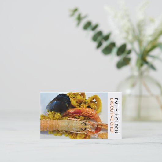 Meeresfrüchte, Koch, Kochen Visitenkarte (Stehend Vorderseite)