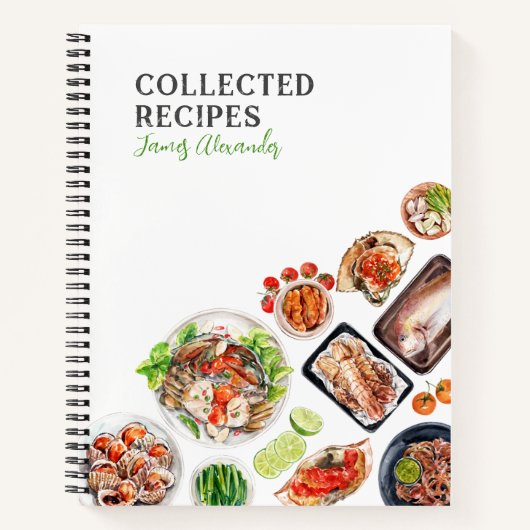 Meeresfrüchte Küche Rezept Weißbuch Notizblock (Vorderseite)