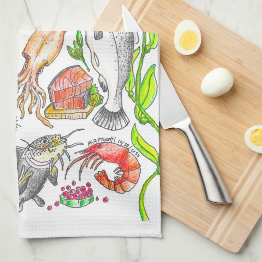 Meeresfrüchte Küchentuch (Viertel Falte)