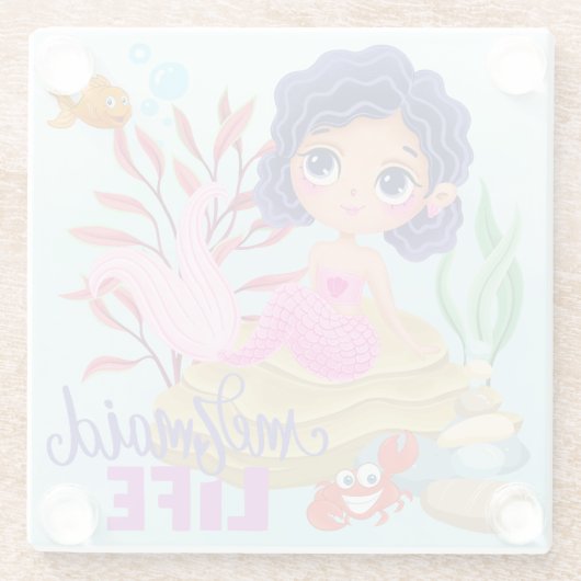 Meeresfrüchte-Leben Glasuntersetzer (Rückseite)