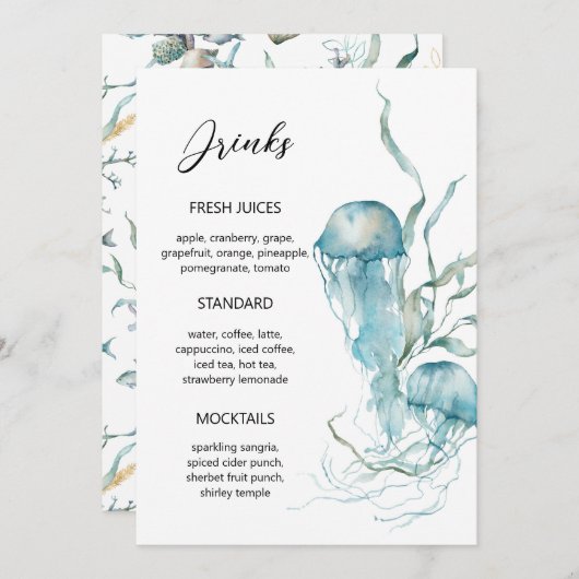 Meeresfrüchte Meeresfrüchte Menü "Coral Reef" Menükarte (Vorne/Hinten)